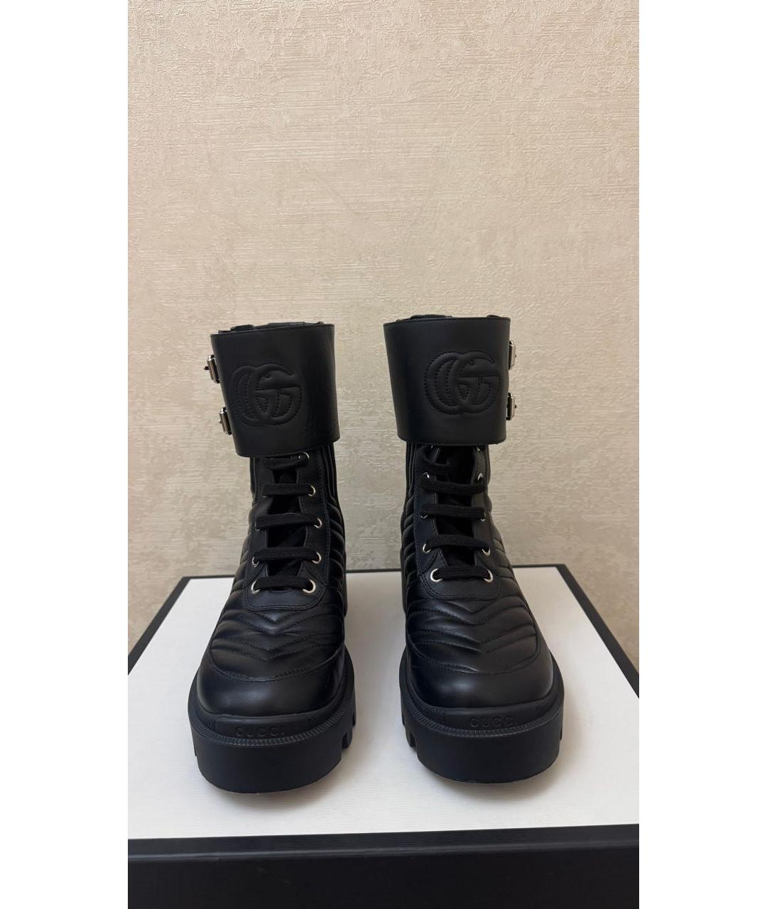 GUCCI Черные кожаные ботинки, фото 2