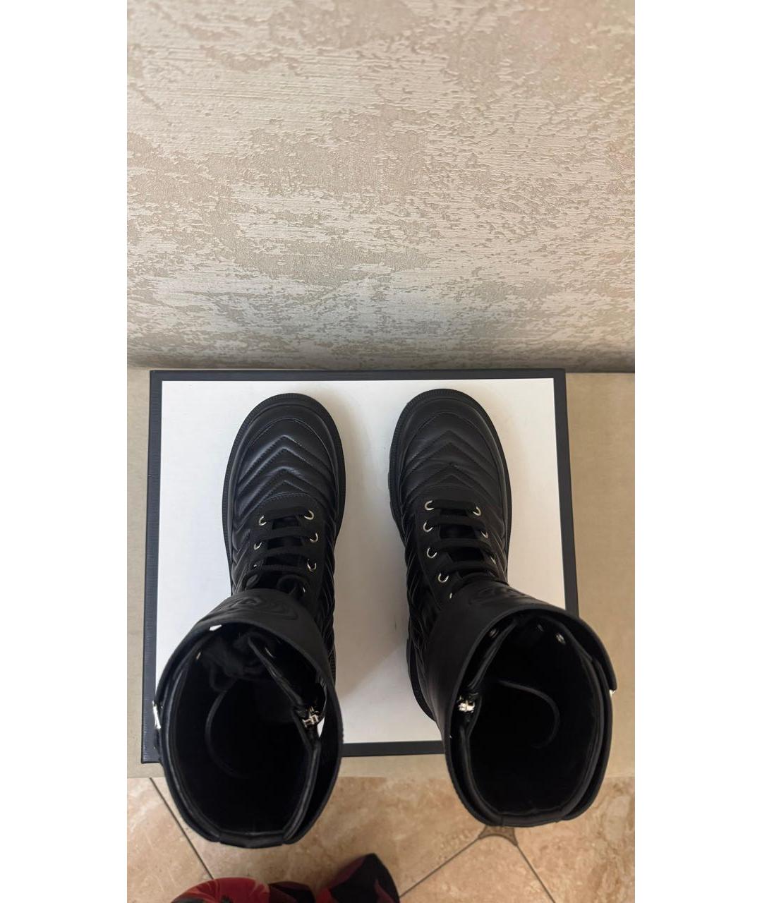 GUCCI Черные кожаные ботинки, фото 3