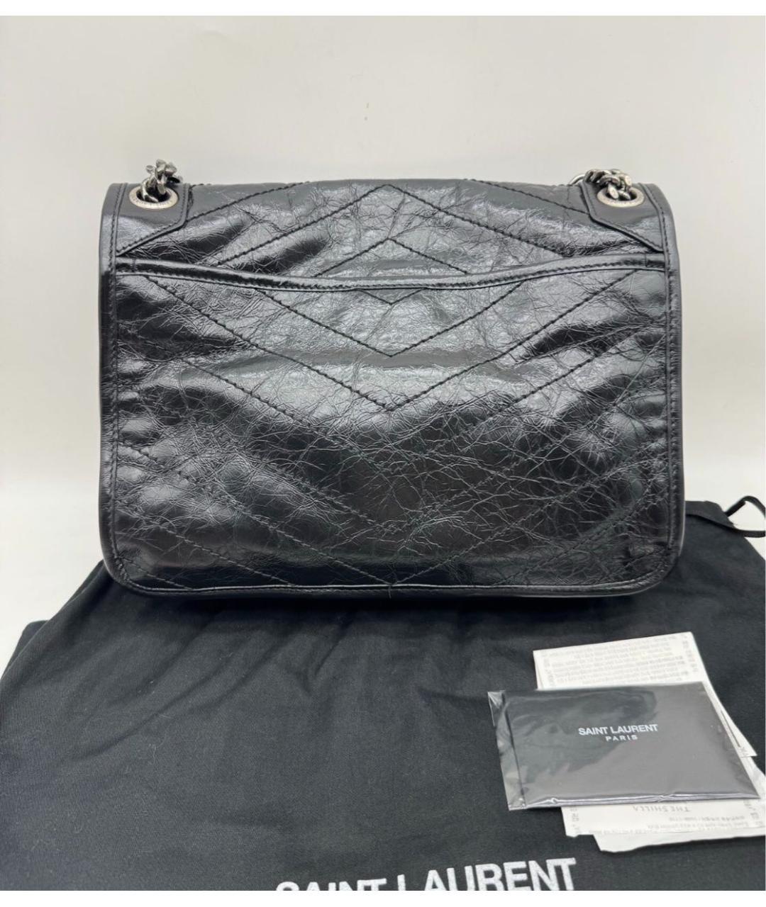SAINT LAURENT Черная кожаная сумка через плечо, фото 2