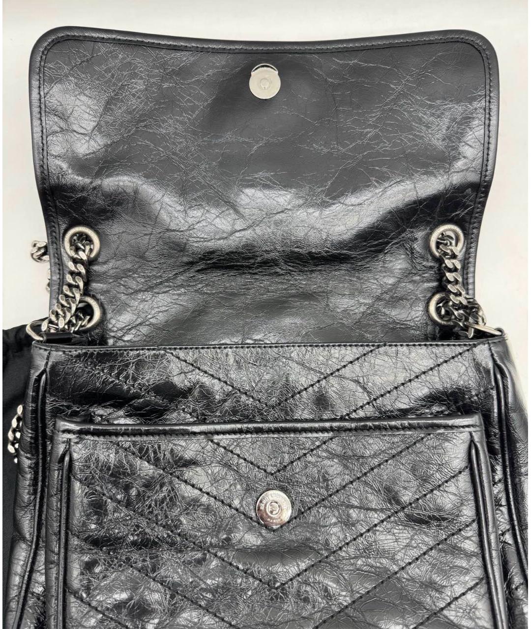 SAINT LAURENT Черная кожаная сумка через плечо, фото 3