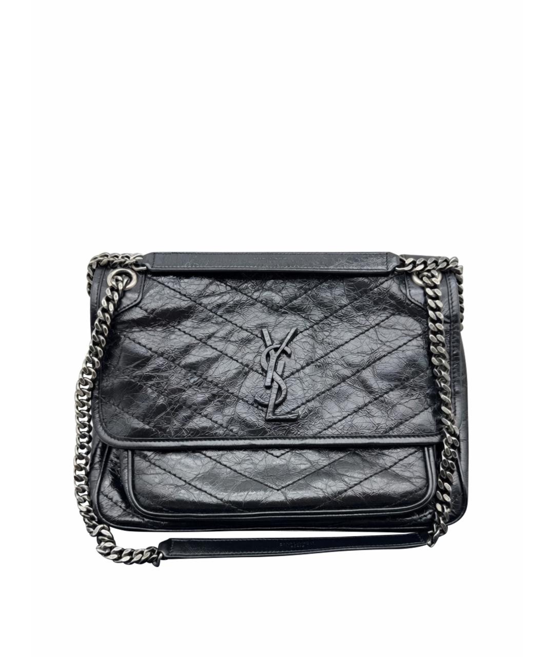 SAINT LAURENT Черная кожаная сумка через плечо, фото 1