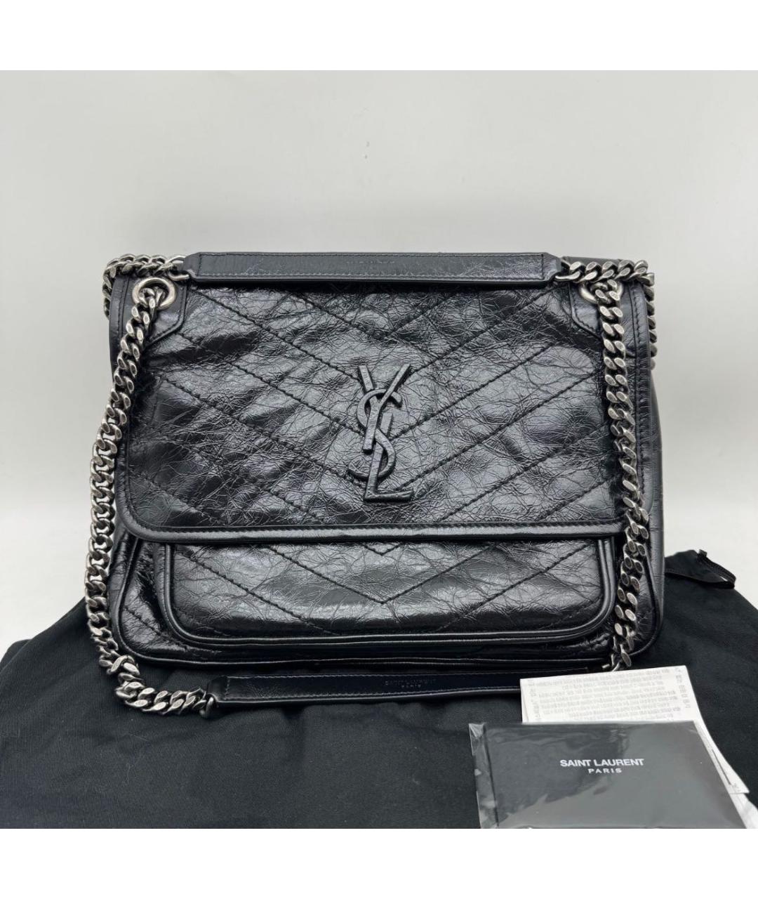 SAINT LAURENT Черная кожаная сумка через плечо, фото 5