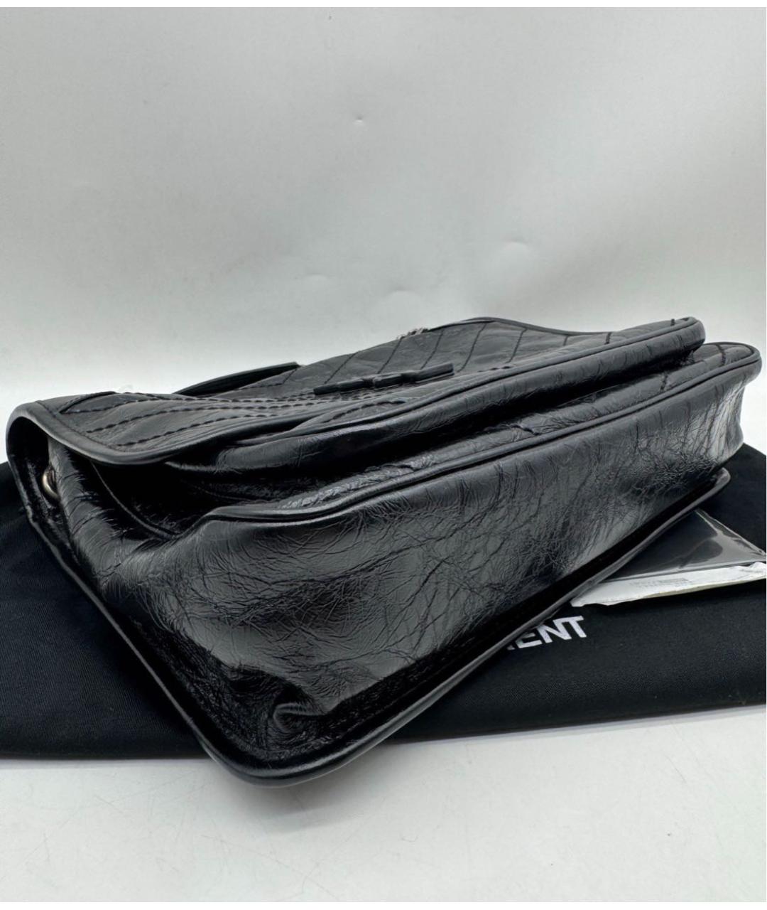 SAINT LAURENT Черная кожаная сумка через плечо, фото 4