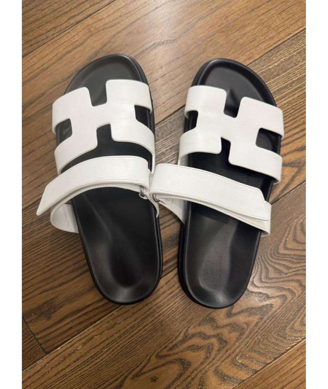 HERMES Белые кожаные сандалии, фото 3