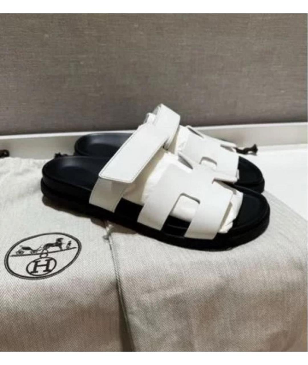 HERMES Белые кожаные сандалии, фото 7