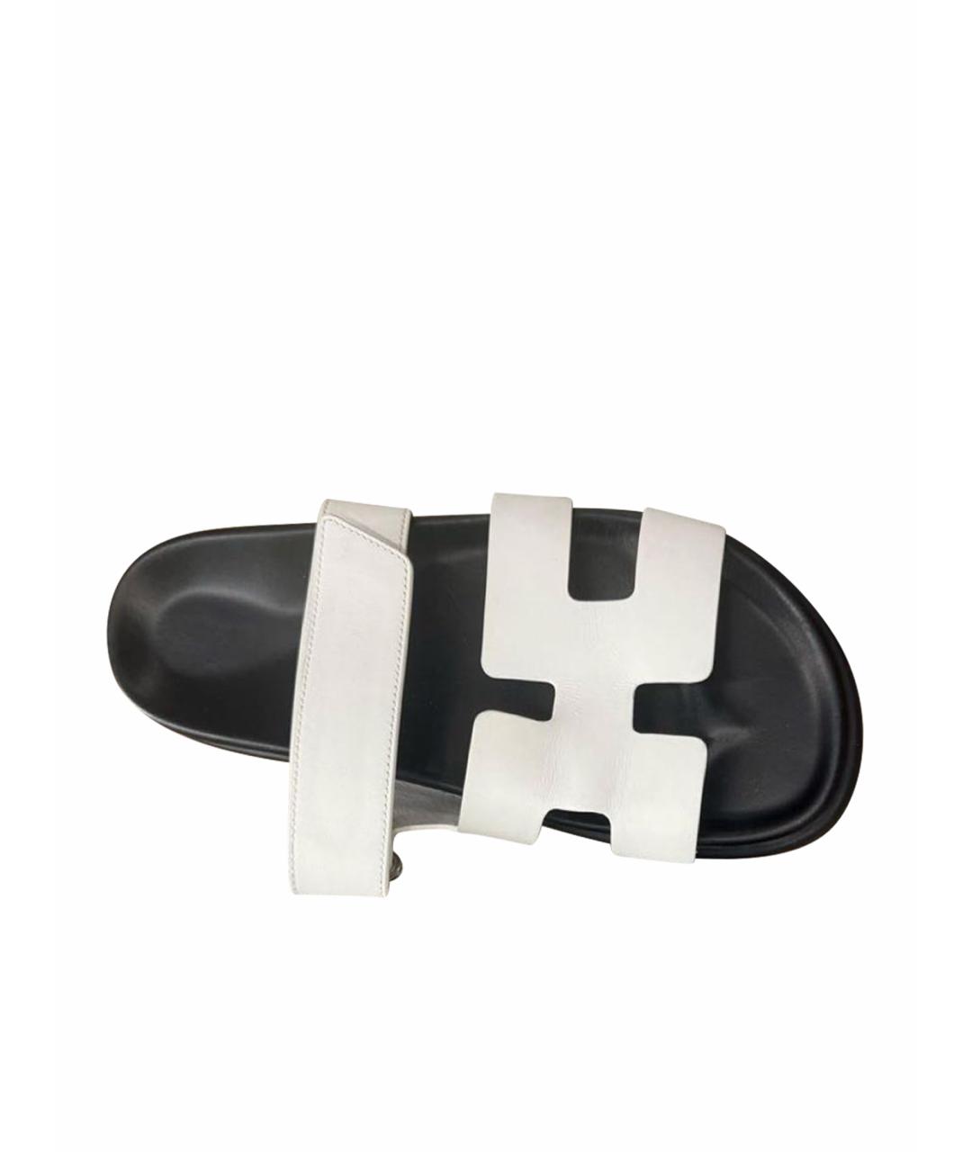 HERMES Белые кожаные сандалии, фото 1