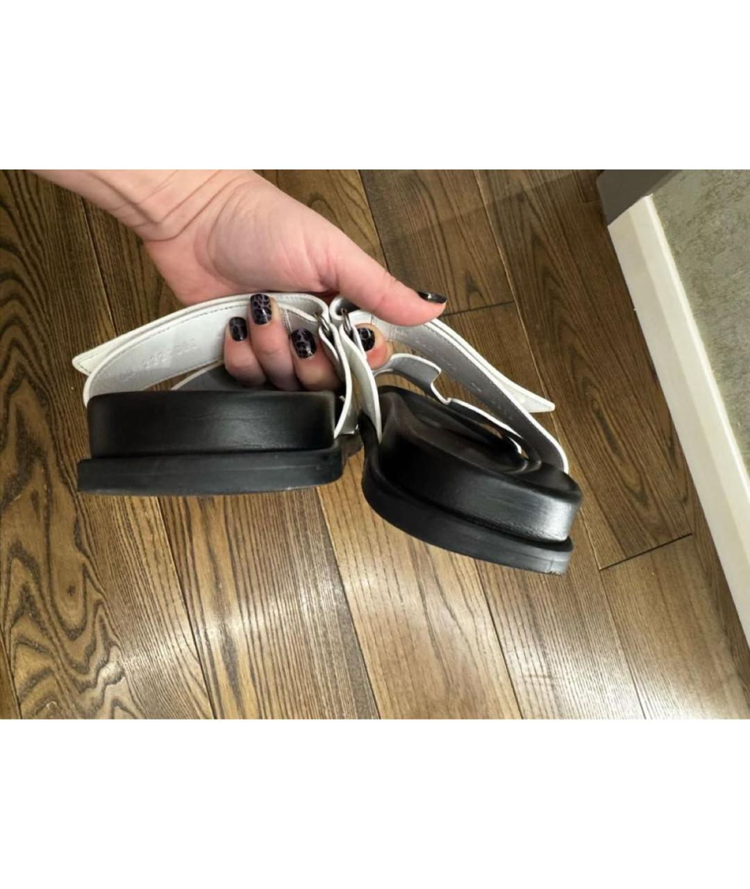 HERMES Белые кожаные сандалии, фото 4