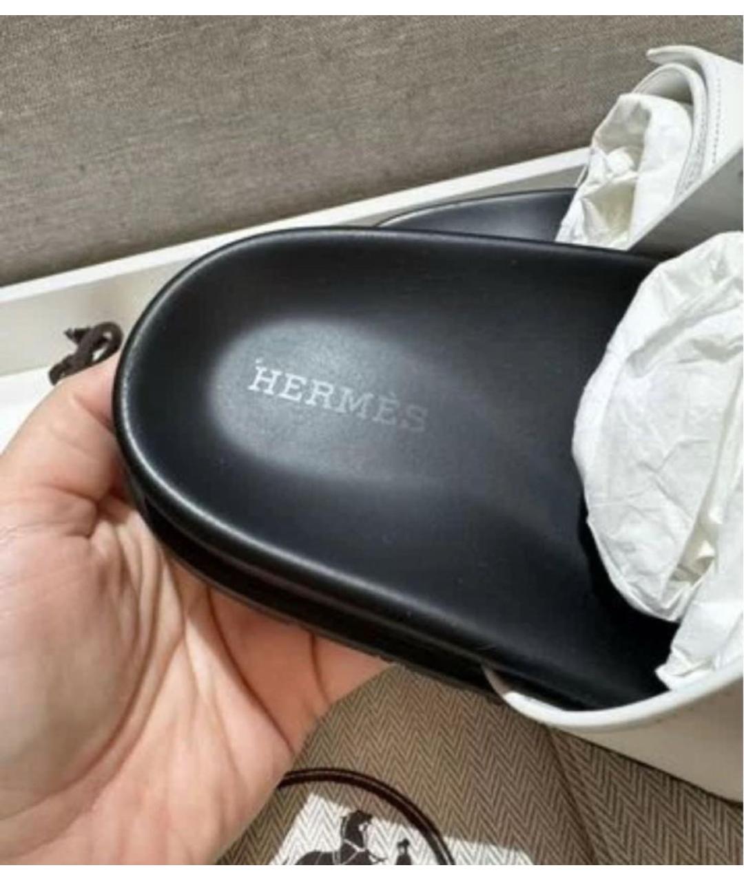 HERMES Белые кожаные сандалии, фото 6