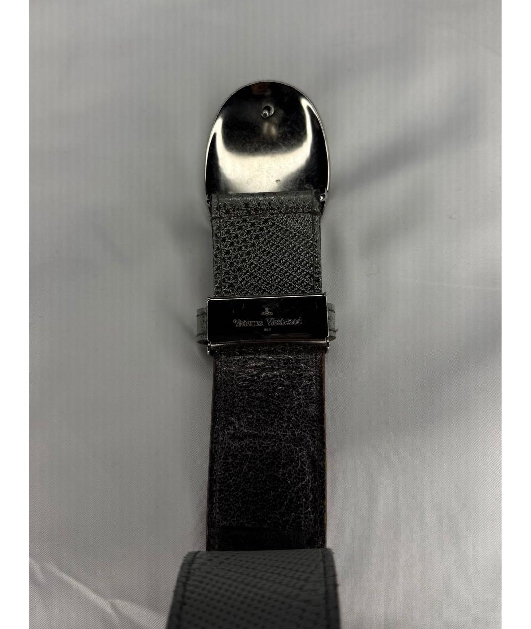 VIVIENNE WESTWOOD Серый кожаный ремень, фото 3