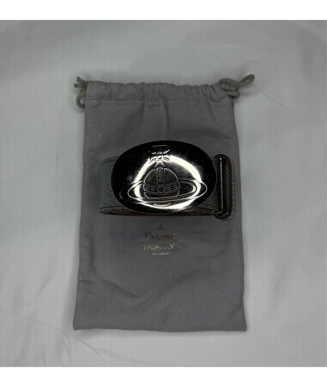 VIVIENNE WESTWOOD Серый кожаный ремень, фото 6