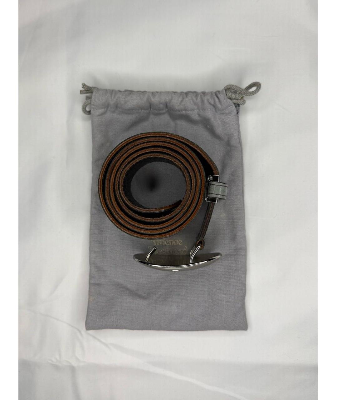 VIVIENNE WESTWOOD Серый кожаный ремень, фото 2