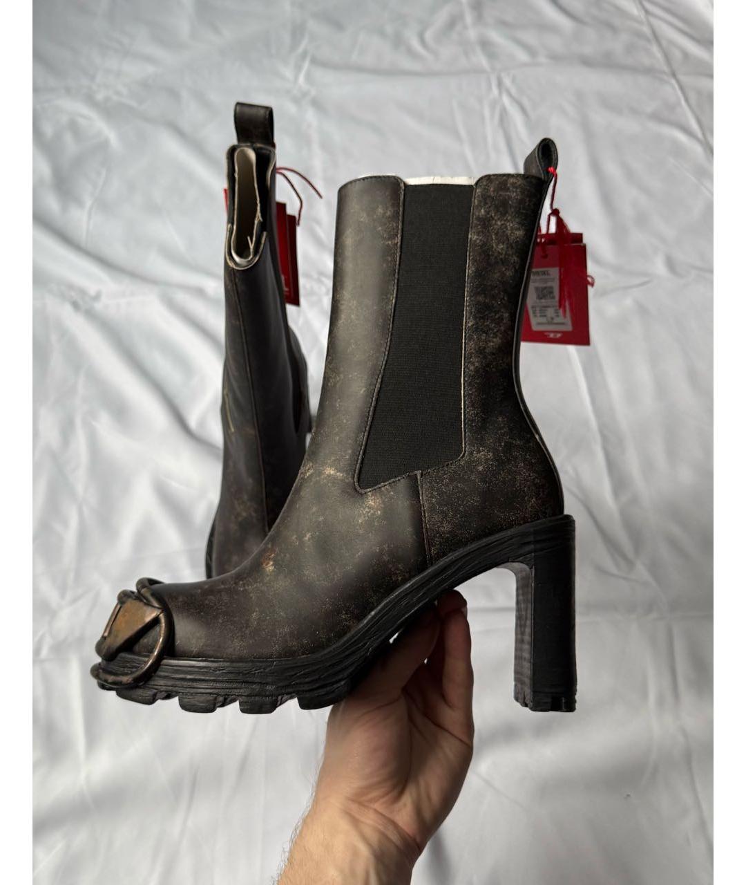 DIESEL Коричневые кожаные ботильоны, фото 8
