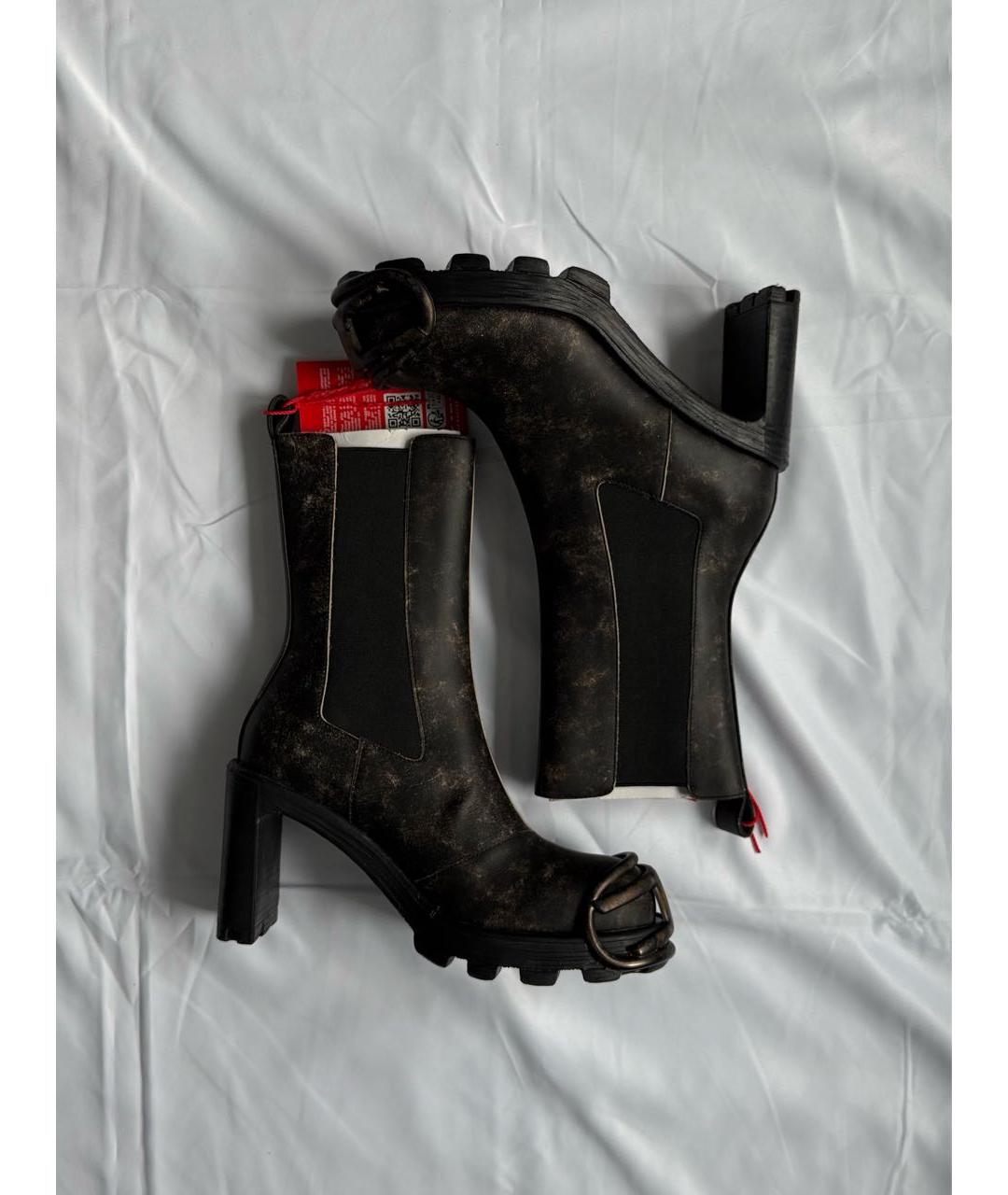 DIESEL Коричневые кожаные ботильоны, фото 6