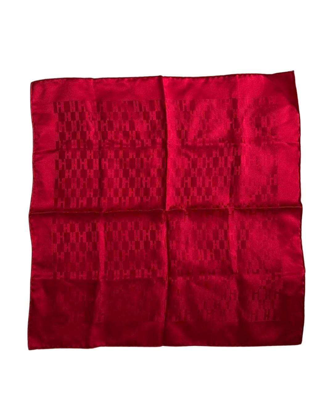 HERMES Красный шелковый платок, фото 1