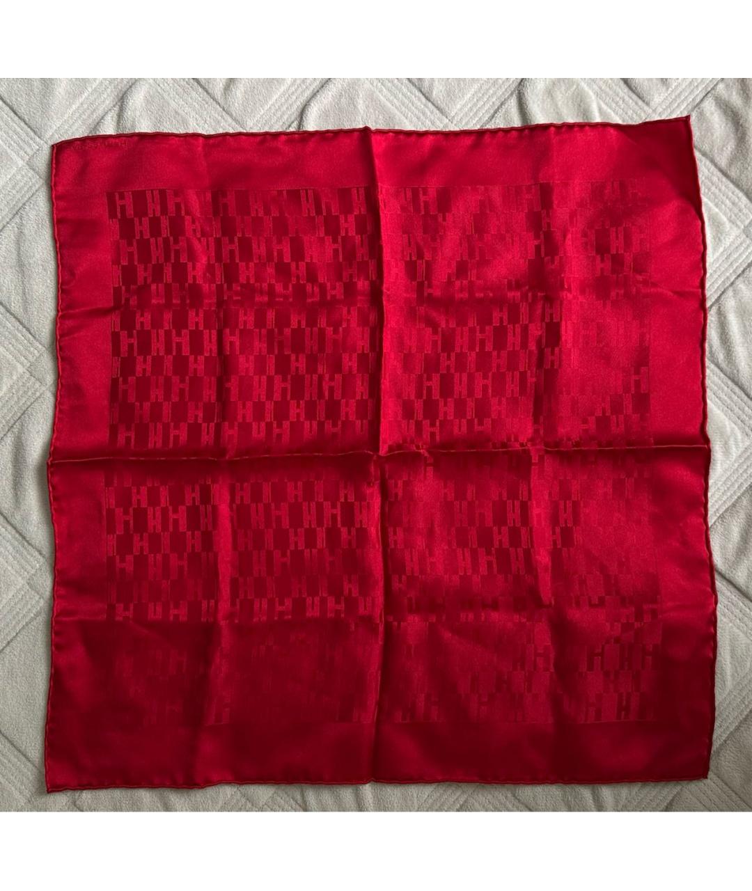 HERMES Красный шелковый платок, фото 4