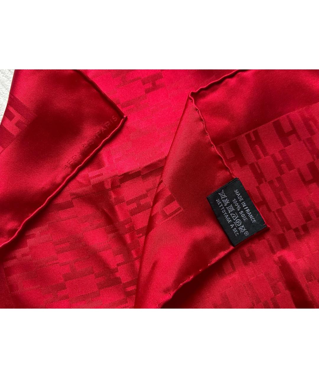 HERMES Красный шелковый платок, фото 2