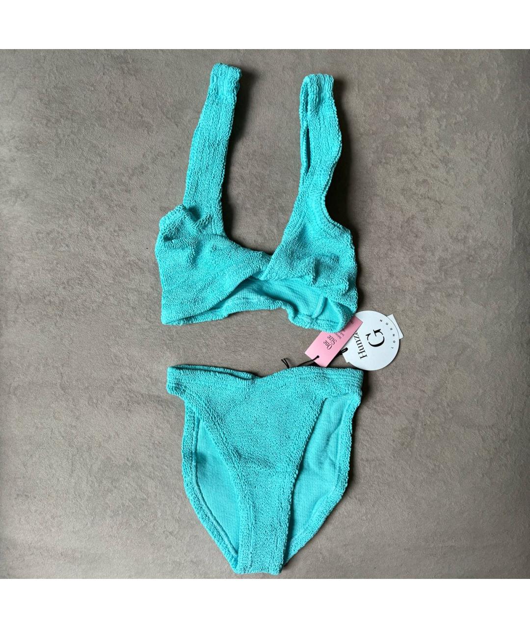 HUNZA G Бирюзовый полиамидовый купальник, фото 2