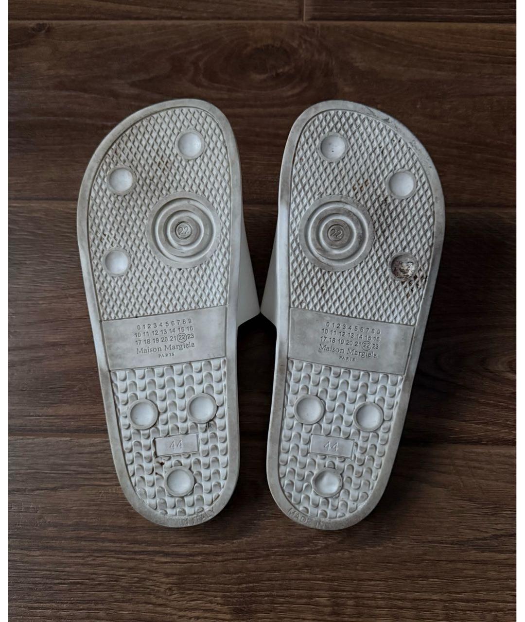 MAISON MARGIELA Белые резиновые шлепанцы, фото 4