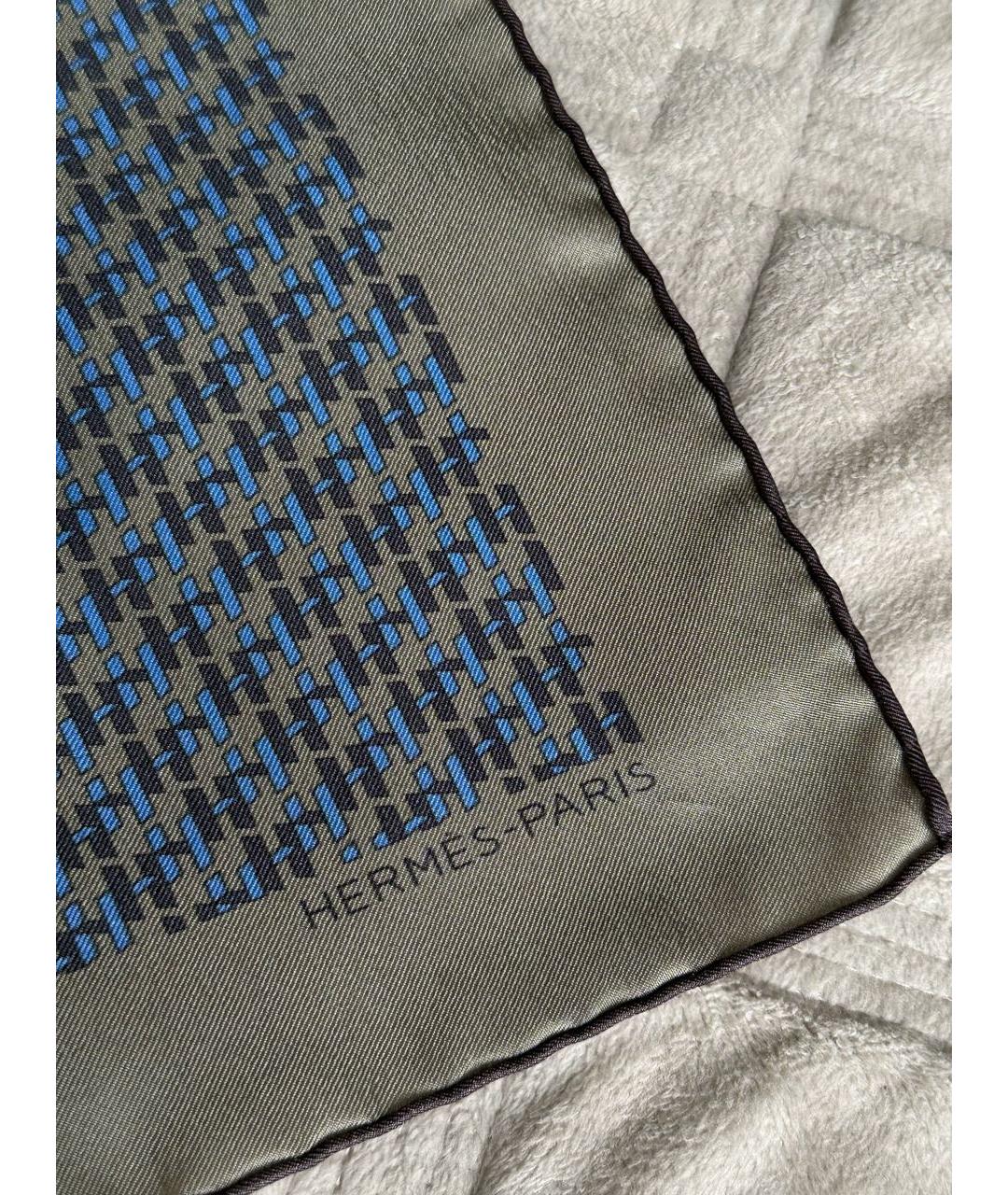 HERMES Бежевый шелковый платок, фото 3