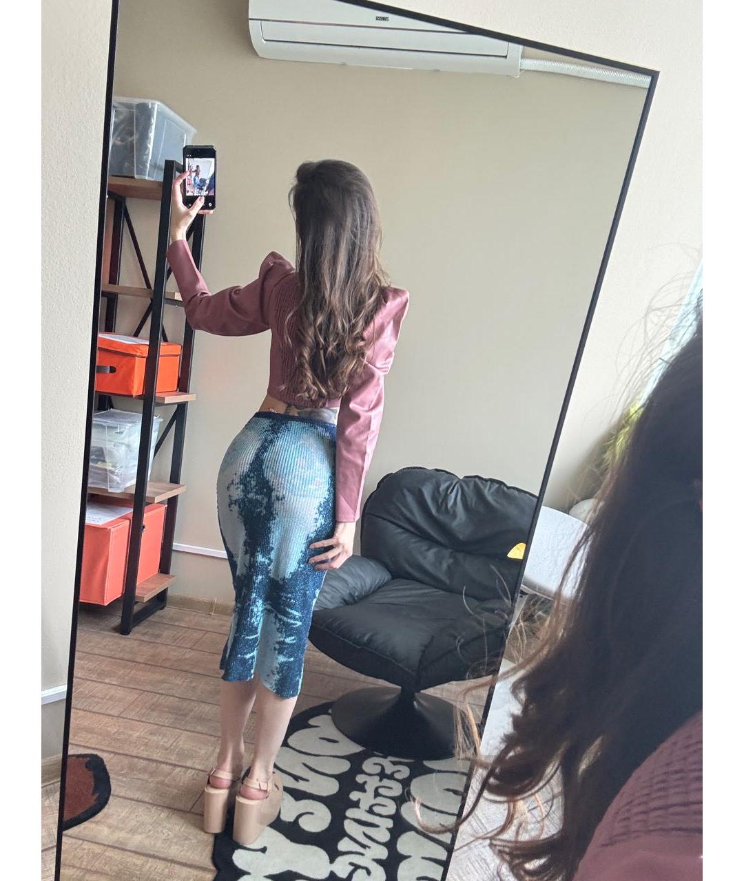 DIESEL Синяя хлопковая юбка миди, фото 2