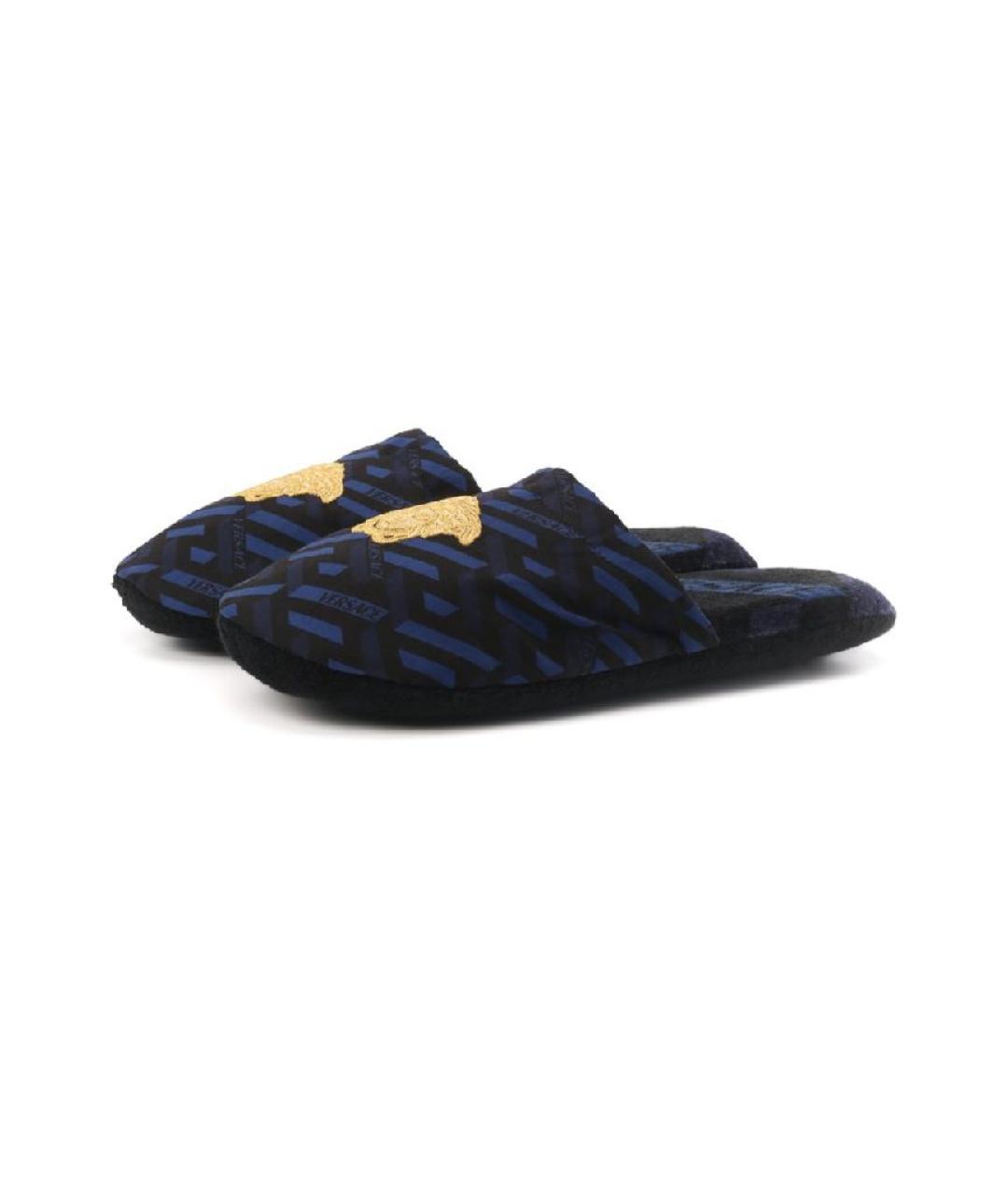 VERSACE Темно-синие текстильные шлепанцы, фото 2