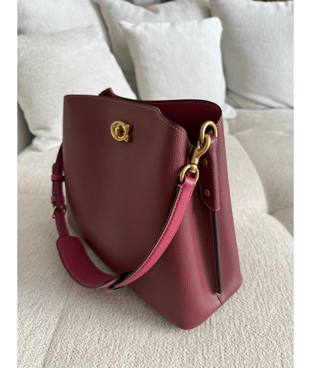 COACH Бордовая кожаная сумка тоут, фото 4