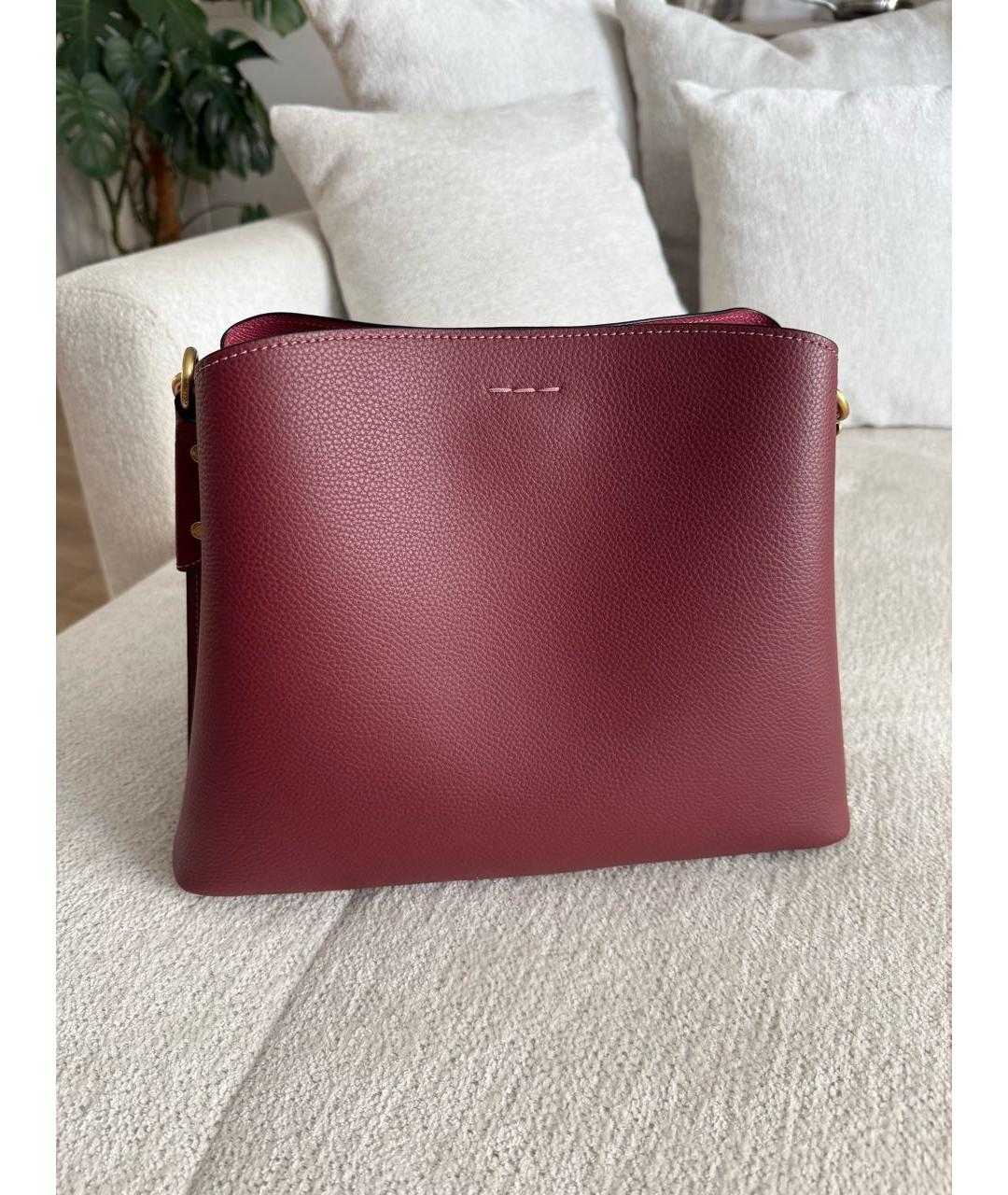 COACH Бордовая кожаная сумка тоут, фото 2