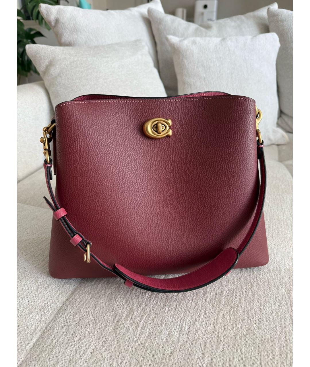 COACH Бордовая кожаная сумка тоут, фото 8