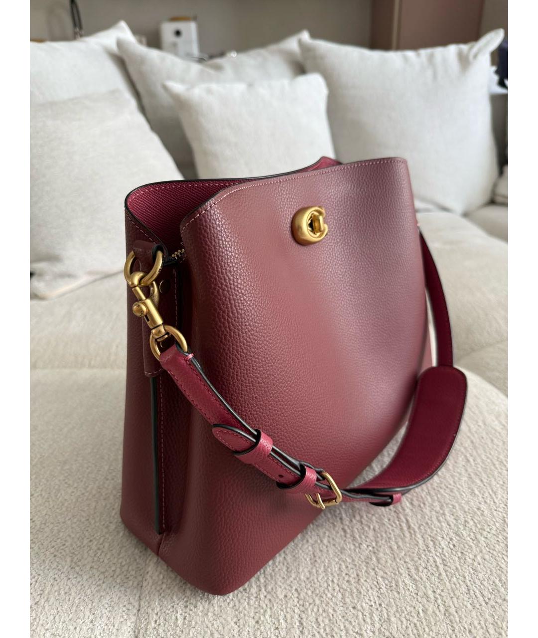 COACH Бордовая кожаная сумка тоут, фото 3