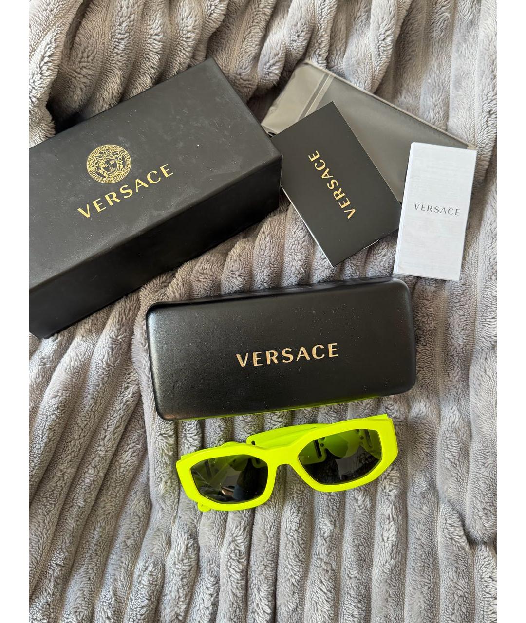VERSACE Желтые пластиковые солнцезащитные очки, фото 3