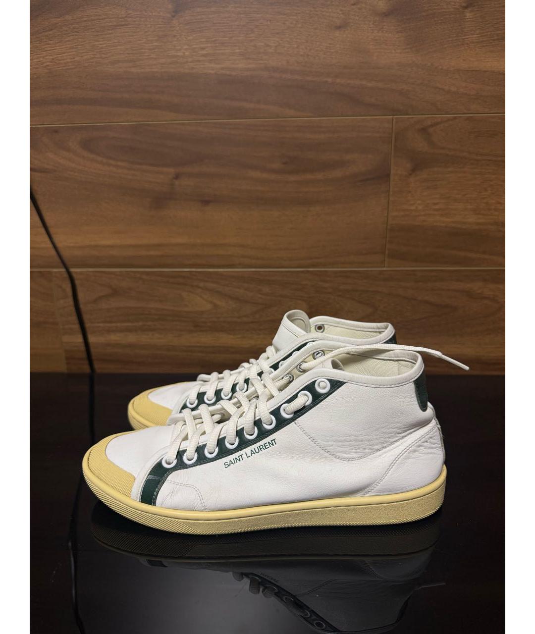 SAINT LAURENT Белые кожаные кеды, фото 2