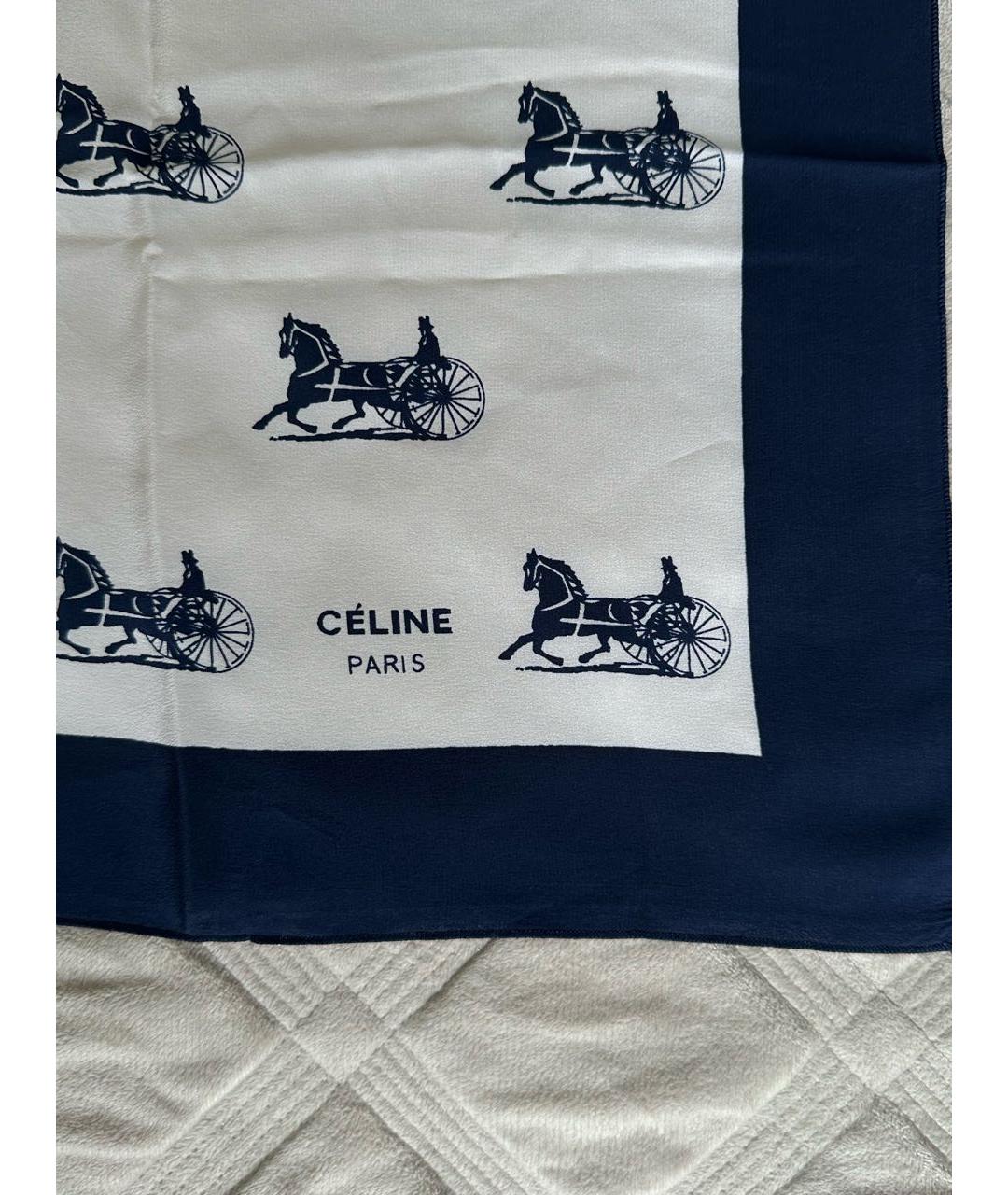 CELINE Синий шелковый платок, фото 2