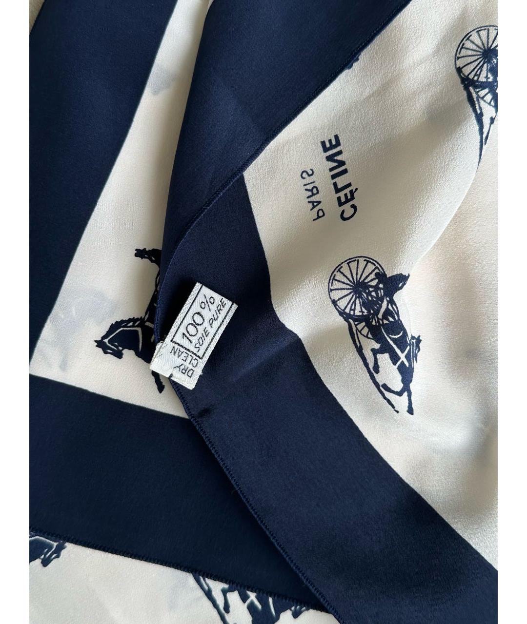 CELINE Синий шелковый платок, фото 4