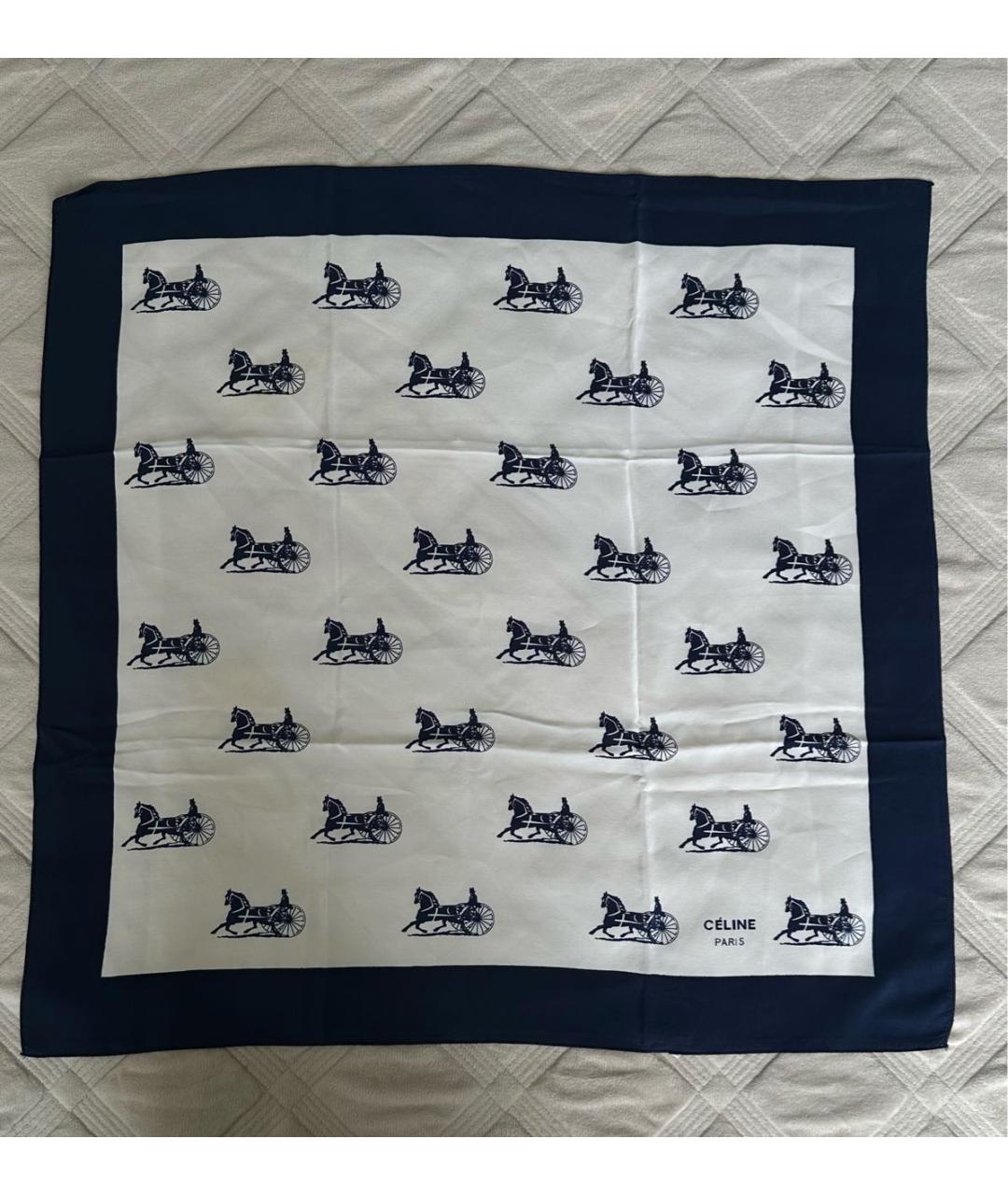 CELINE Синий шелковый платок, фото 5
