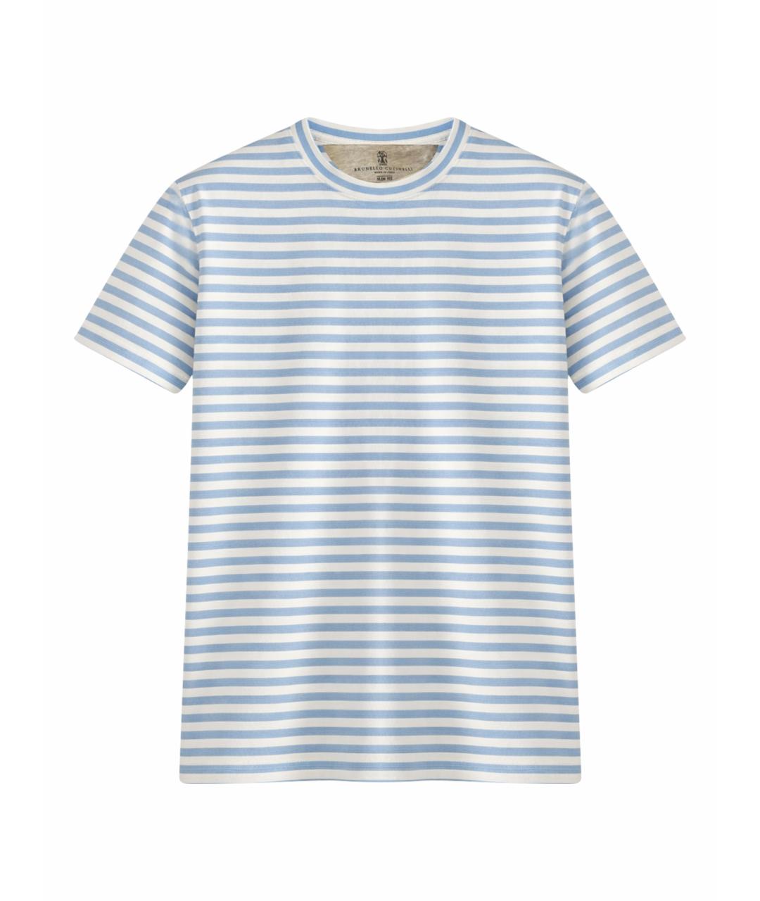 BRUNELLO CUCINELLI Голубая хлопковая футболка, фото 1