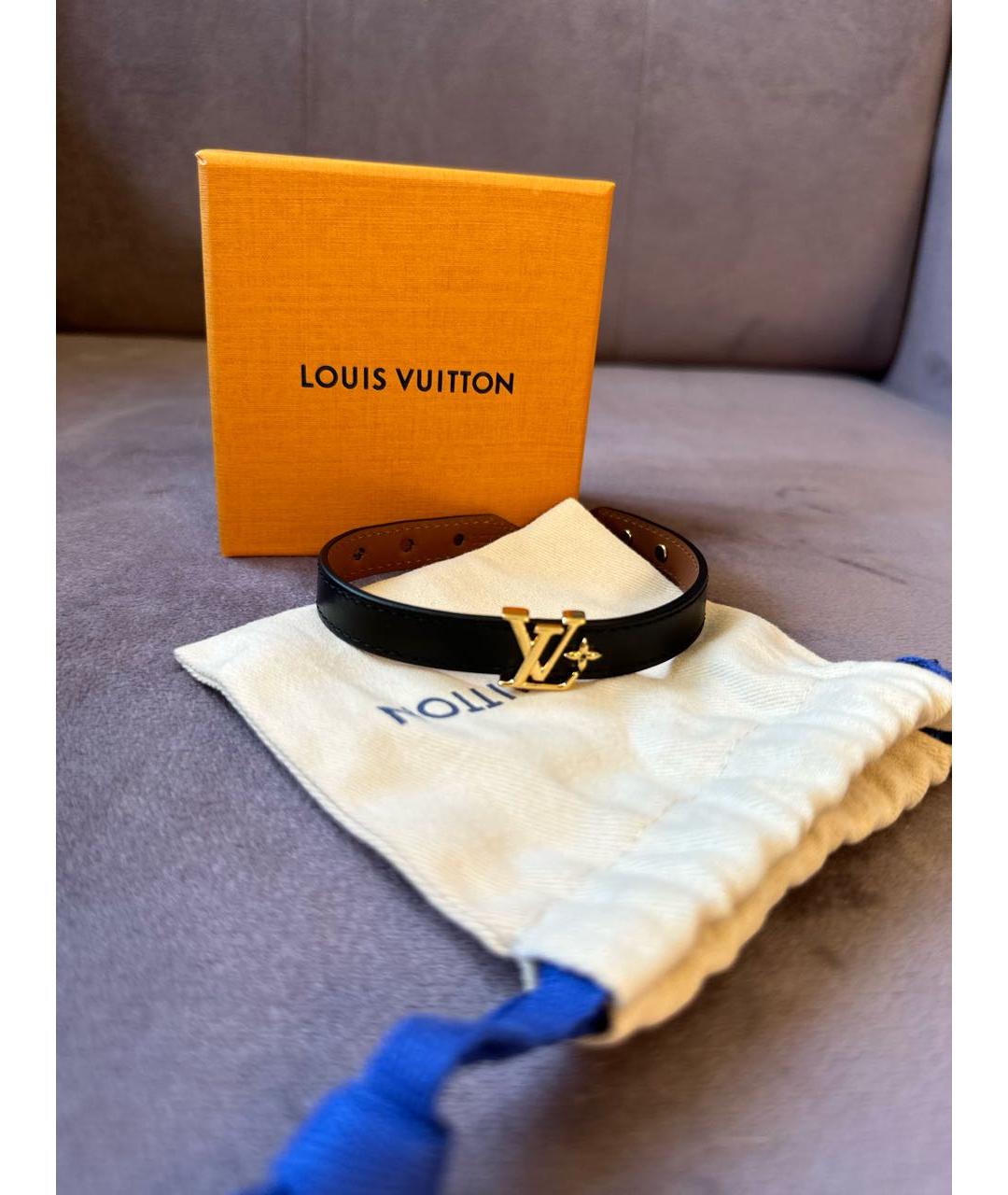 LOUIS VUITTON Черный кожаный браслет, фото 8