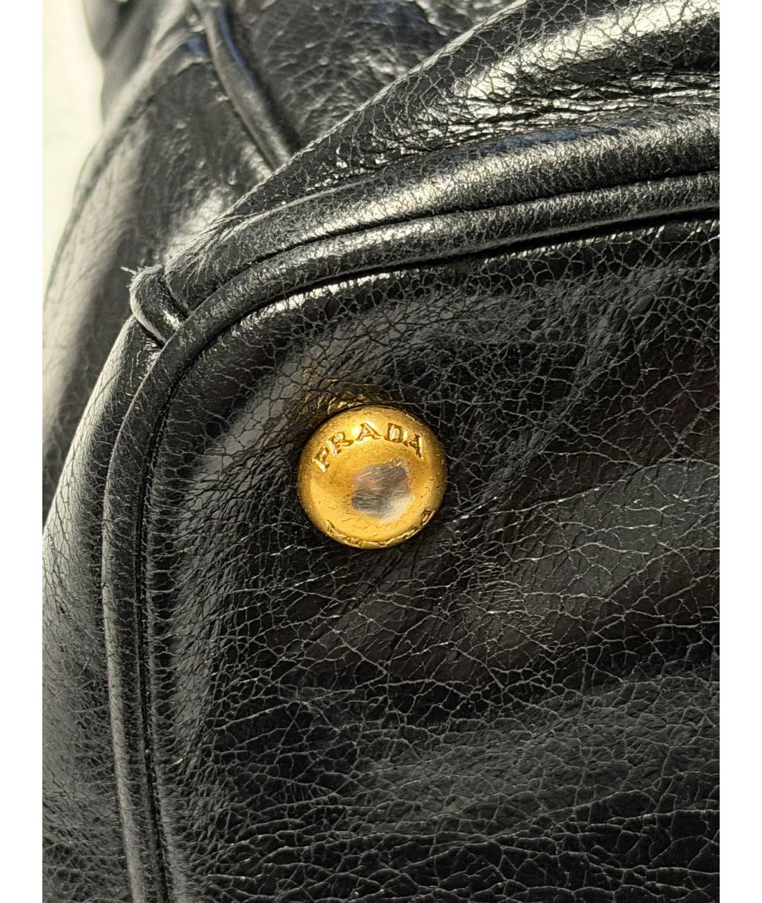 PRADA Черная кожаная сумка тоут, фото 6