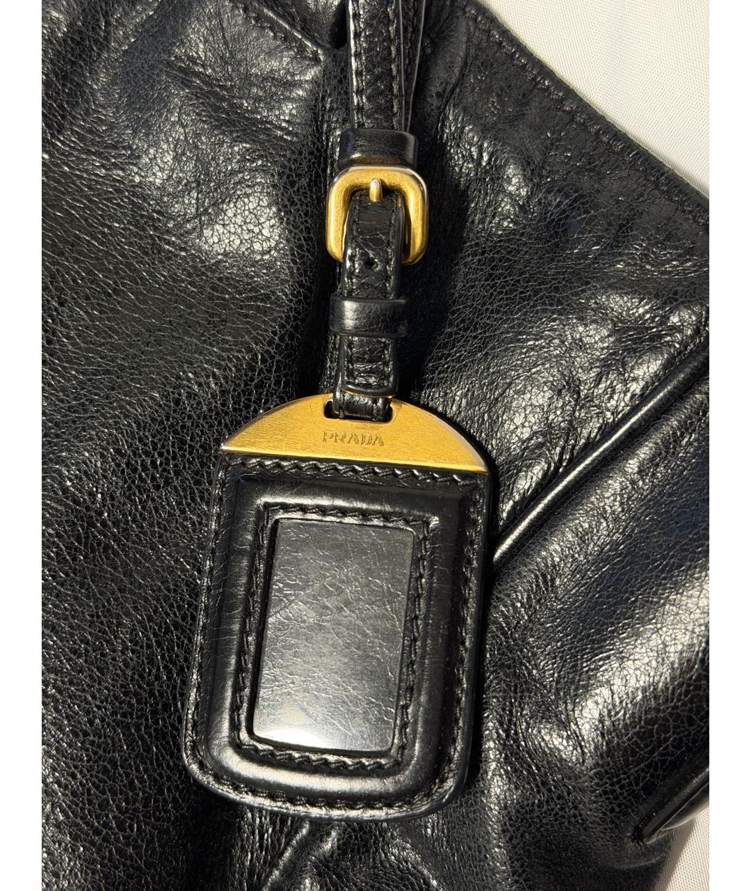 PRADA Черная кожаная сумка тоут, фото 7