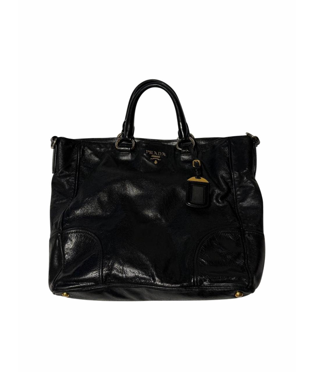 PRADA Черная кожаная сумка тоут, фото 1