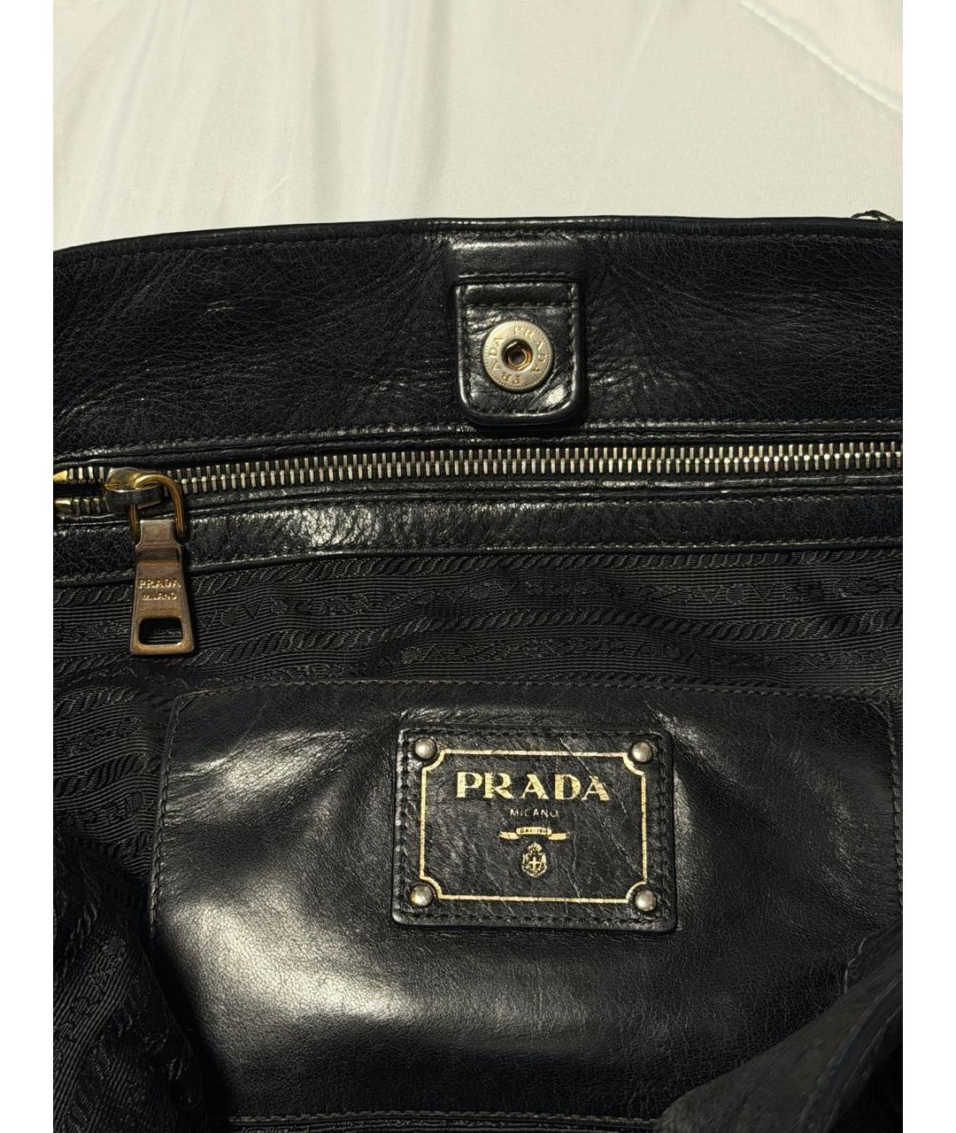 PRADA Черная кожаная сумка тоут, фото 8