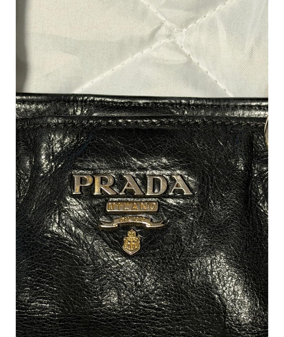 PRADA Черная кожаная сумка тоут, фото 5