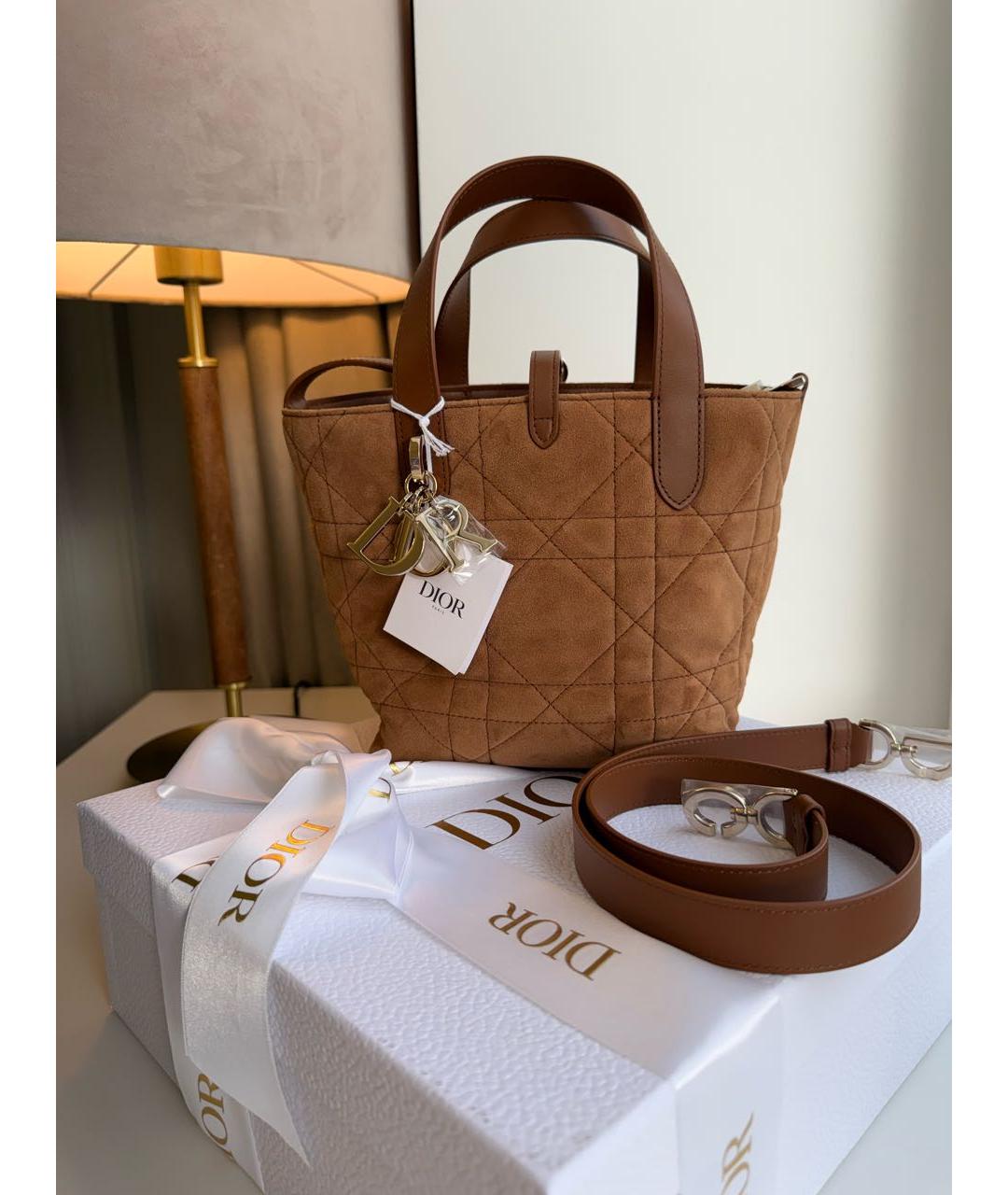 CHRISTIAN DIOR Коричневая замшевая сумка через плечо, фото 7