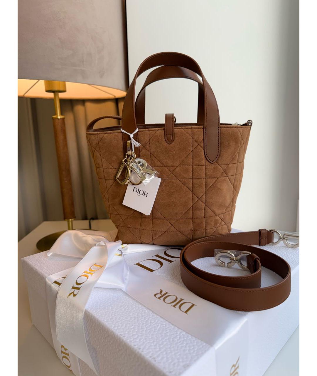 CHRISTIAN DIOR Коричневая замшевая сумка через плечо, фото 8