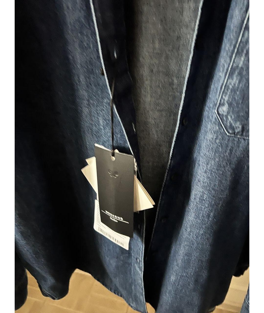 WEEKEND MAX MARA Темно-синяя хлопковая рубашка, фото 8