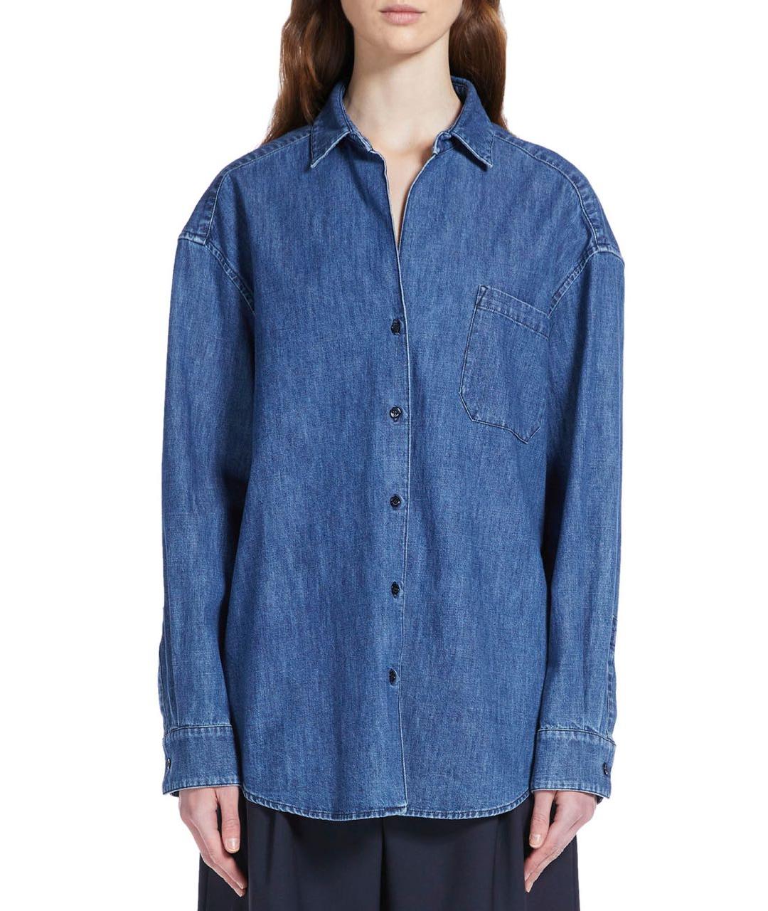 WEEKEND MAX MARA Темно-синяя хлопковая рубашка, фото 2