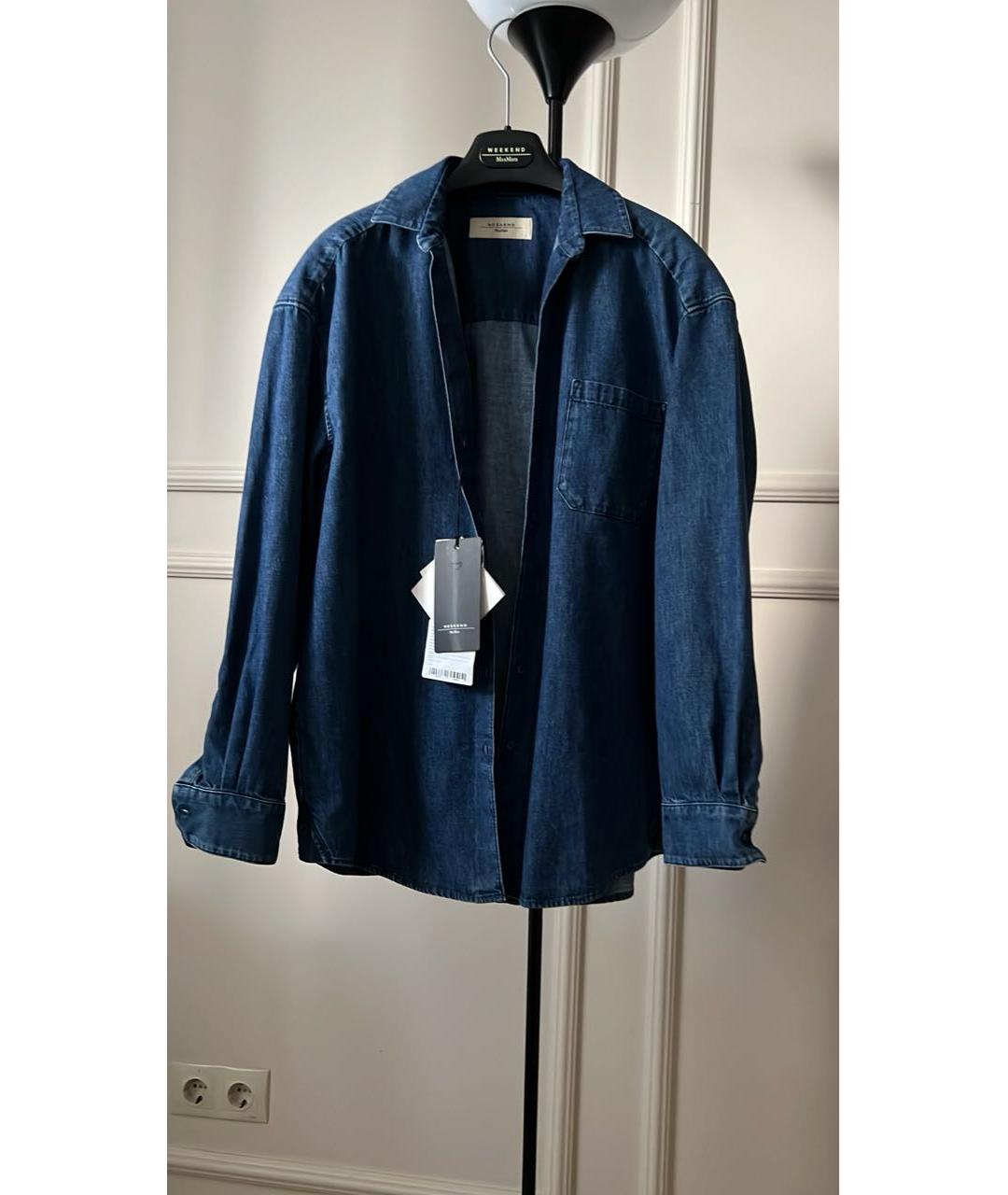 WEEKEND MAX MARA Темно-синяя хлопковая рубашка, фото 4