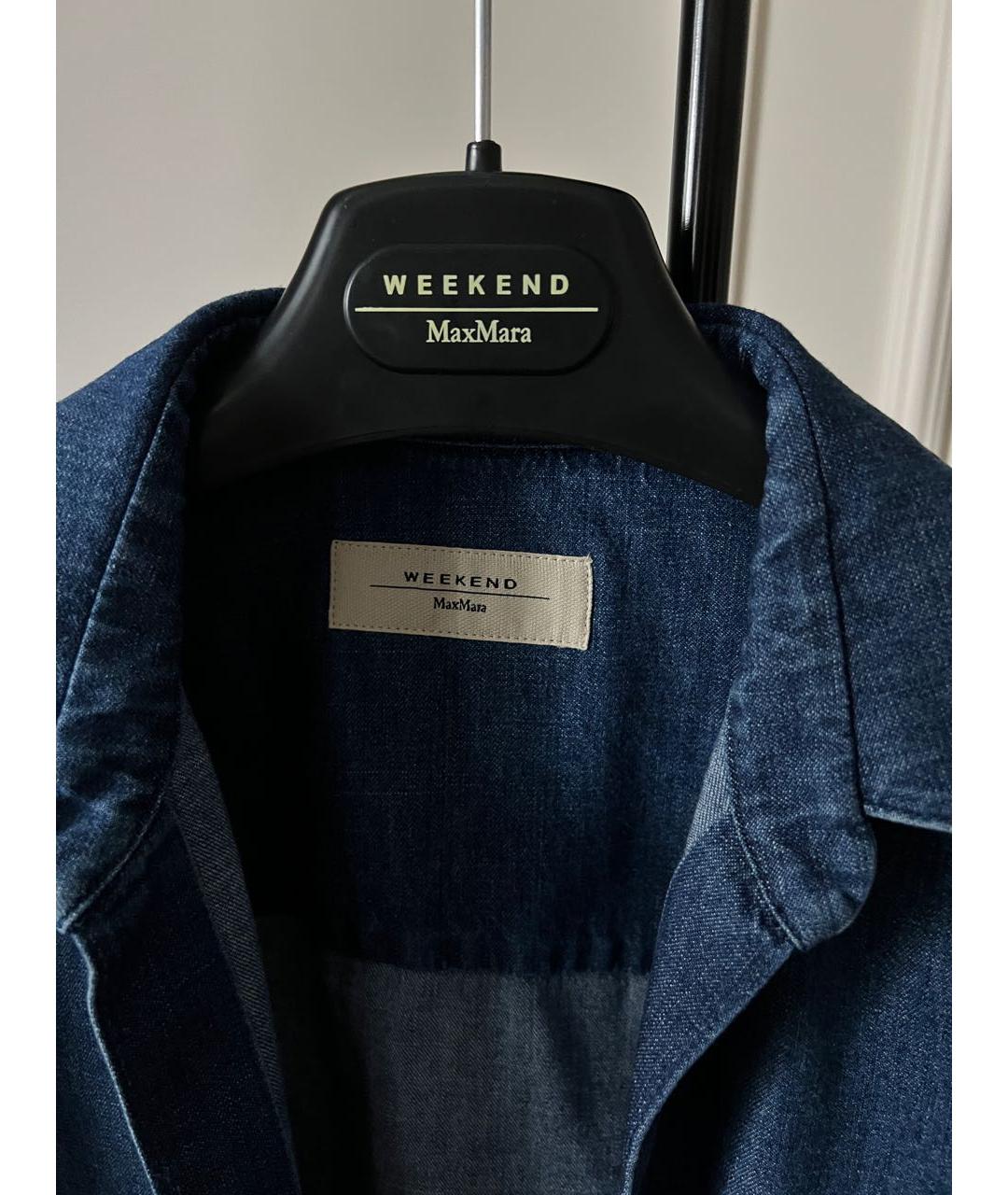 WEEKEND MAX MARA Темно-синяя хлопковая рубашка, фото 5