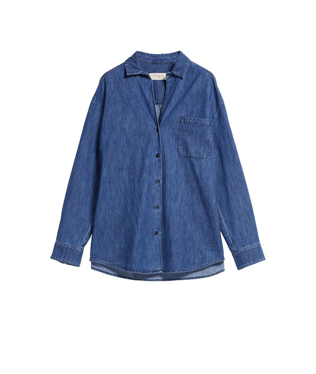 WEEKEND MAX MARA Темно-синяя хлопковая рубашка, фото 9