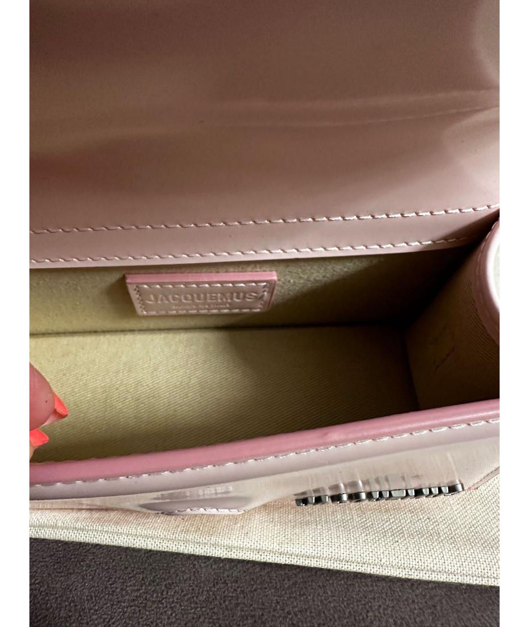 JACQUEMUS Розовая кожаная сумка с короткими ручками, фото 5