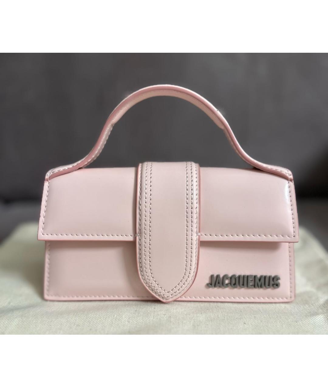 JACQUEMUS Розовая кожаная сумка с короткими ручками, фото 9